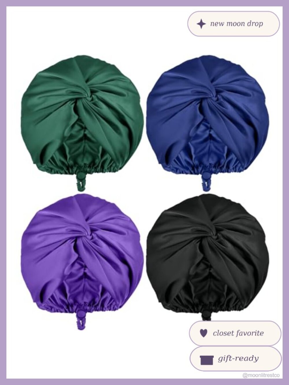 4 Pack Adjustable Silk Satin Double Layer Sleep Bonnet Hair Wrap Cap